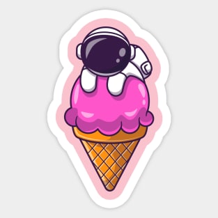 Astronaut On Ice Cream Cone Cartoon Sticker